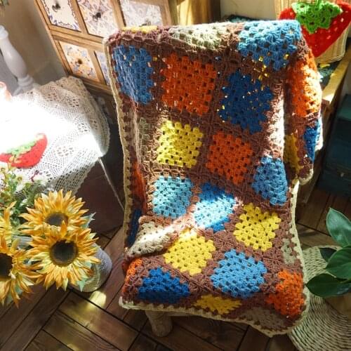 Handmade afghan Crochet Blanket Cushion Felt Pastoral Style Gift home&living party gift granny square
