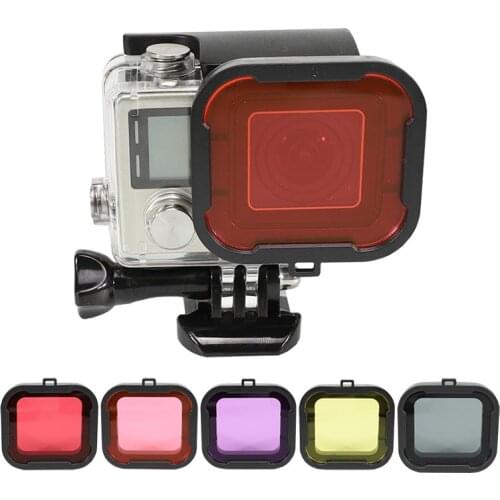 Diving Filter (Red/Magenta/Grey/Yellow/Purple) Lens Landscape Polarize Filter for Gopro Hero 4/3+ Sports Camera Waterproof Case