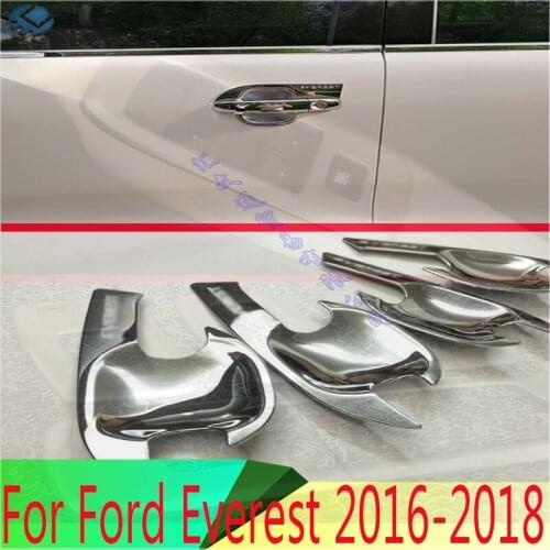 For Ford Everest 2016 2017 2018 ABS Chrome Door Handle Bowl Cover Cup Cavity Trim Insert Catch Molding Garnish