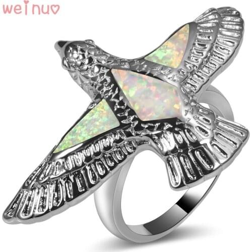 White Opal Eagle Type Ring 925 Sterling Silver Top Quality Fancy Jewelry Wedding Ring Size 6 7 8 9 10 11 A205