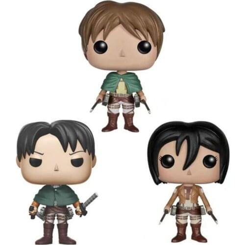 Anime Attack On Titan Collectible Model Mikasa Ackerman Eren Jaeger with 10 cm size & PVC Material Anime Figures For Kids