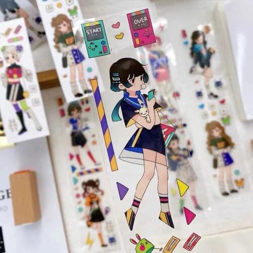 Lovely Naughty Girl Clear PET Tape for Card Making Bullet Journal DIY Scrapbooking Label Sticker