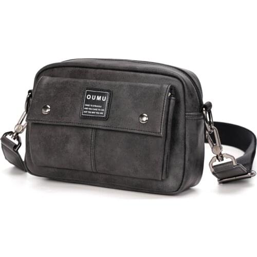 Mens Small Gray Pu Leather Messenger Bags Male Fashion Satchels Crossbody Shoulder Sling Bag Motorcycle Side Bag for Man 2021