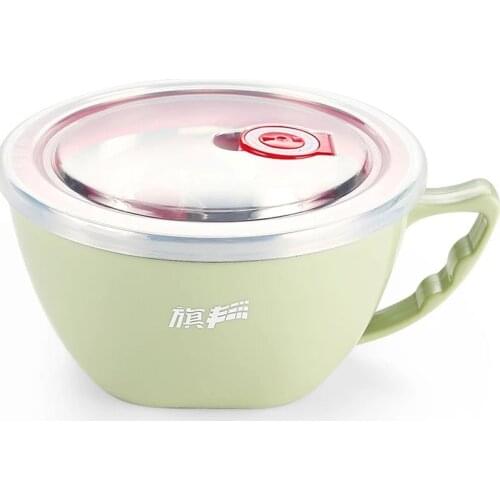 900ML 304 Stainless Steel Instant Noodle Bowl Japanese-style Instant Noodle Bowl with Lid Student Double Insulated Lunch Box