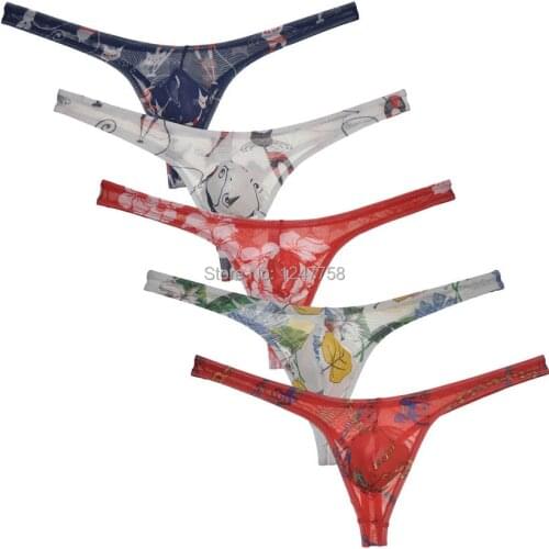 Mens Tempting Colorful Mesh Thong Jockstrap Underwear Male Bulge G-string mens Lingerie Sheer Bikini Tangas