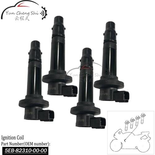 New 5EB-82310-00-00 4PCS Ignition Coil For Yamaha YZF R6 1999 2000 2001 2002 5EB823100000 F6T549