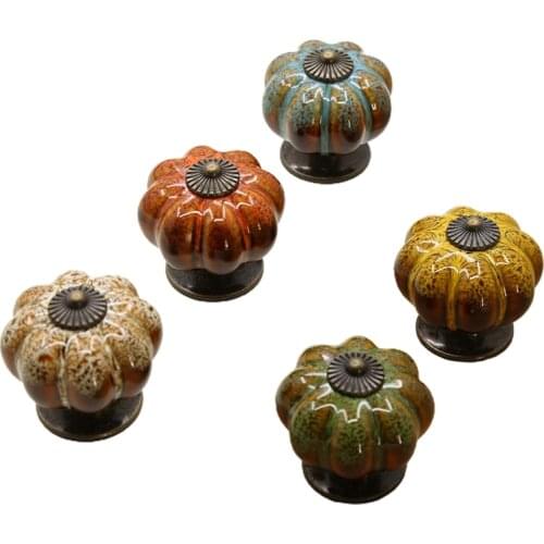 New 5 Pieces/Pack of 40mm Pumpkin Knob Retro Colorful Dressing Table Door Handle Zinc Alloy Kitchen Furniture