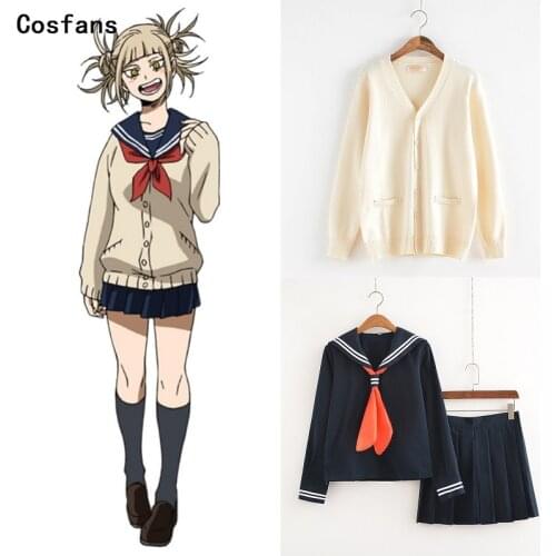New My Hero Academia Cosplay Costume Anime Cosplay Boku no Hero Academia Himiko Toga JK Uniform Women Sailor Suits with Sweaters