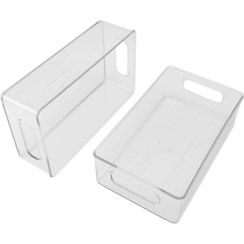 Hot 6Pcs Refrigerator Organizer Bins Stackable Fridge Organizers with Cutout Handles Clear Plastic Pantry Food Storage Rack