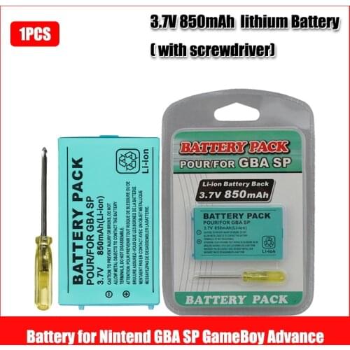 Rechargeable 850mAh Li-ion Battery for Nintendo Game Boy Advance SP Systems + Screwdriver Replaceable Battery For GBA SP