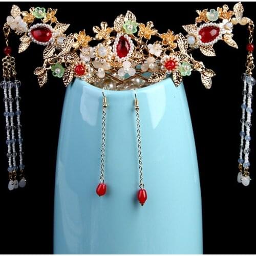 Tassel Coronet Tassel Full Set Beautiful Hairpin Classical Tiara Full Set Wedding Hair Accessories