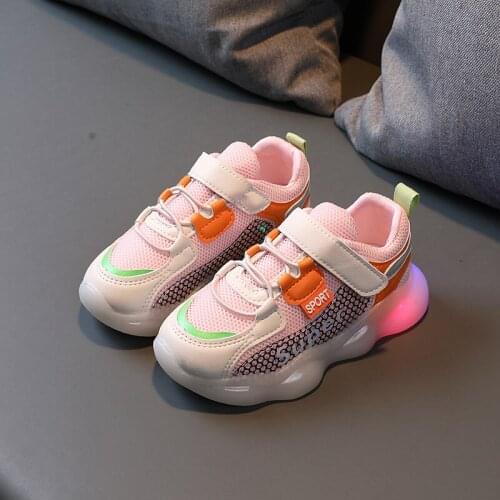 Size 21-30 Kids Breathable Non-slip Luminous Sneakers Sneakers For Boys Girls Led Light Up Shoes Baby Shiny Casual Shoes