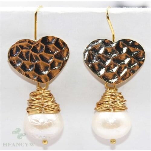 12-15mm White Baroque Pearl Earrings Ear Drop Hook Earbob Luxury Natural Gift Jewelry AAA Flawless Cultured Dangle