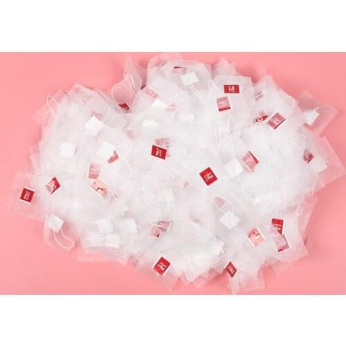 SHGO HOT-1000Pcs5.5 X 7Cm Pyramid Tea Bag Filter Nylon Tea Bag Single String Label Transparent Empty Tea Bag