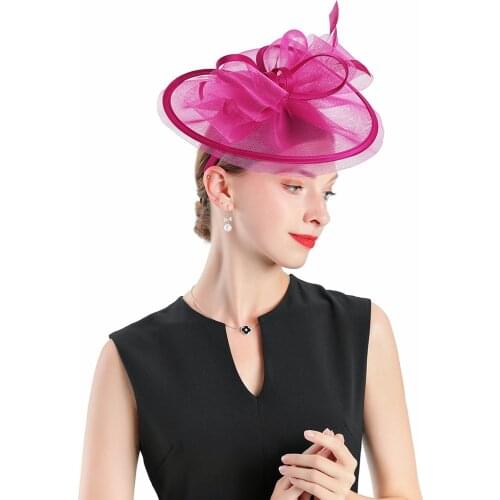 Hot Sale Wedding Woman Hat Fascinators Red Love Hat Polyester Material Fedora Fashion Lady Church Derby Hat Cocktail Party Prom
