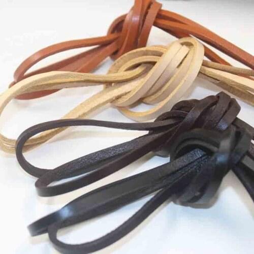 2 Meters 4 Colors Wide Genuine Leather Cords 5x3mm Flat Handmade Cow Leather Findings DIY Bracelet Jewelry Making Key Chain
