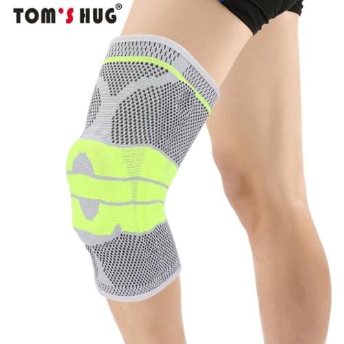 Toms Hug Silicon Pad Spring Support Knee Brace 1 Pcs Leg Arthritis Injury Gym Sleeve Knee Pad Warm Grey Green Meniscus Kneepad