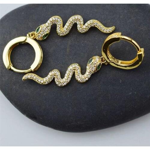 European and American crossborder new zircon earrings, copper micro-inlaid zircon earrings, snake zircon earrings earrings