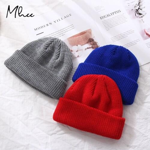 Knitted Woolen Hat Beanies Melon Cap Beanie Autumn Winter Couples Solid Hat Simple Women Unisex Casual Warm Female Hat