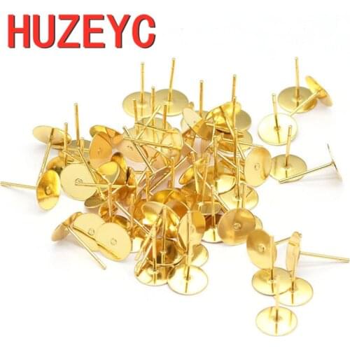 100pcs/package Wholesale Stainless Steel Blank Post Earring Studs Base Pins With Earring Plug Findings Ear Back For DIY Jewelry