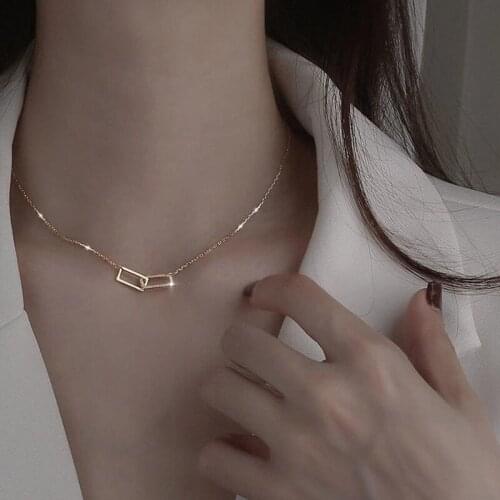 925 Sterling Silver Necklace Shiny Simple Design Pendant Inlaid Cubic Zirconia Choker Gift for Women Exquisite Jewelry