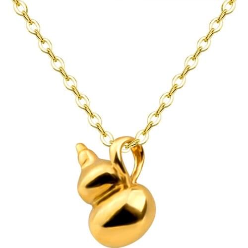 NYMPH 100% 18K AU750 Gold Necklace Chain Lovely Gourd for Women Party Fine Jewelry Gift Real 24K 999 Yellow Gold Pendant X531