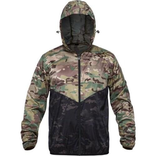 1PC Tactical Hooded Camouflage Skin Clothing Outdoor Skin Clothing Tactical Windbreaker Fashion Sports Polyester Ultra Light New