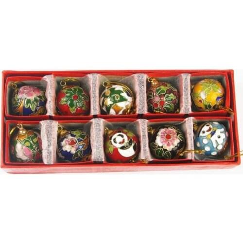 10pcs Chinese Handmade Classic Cloisonne/Enamel Ball Ornament Charms Key Chains