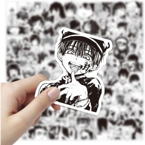 100pcs Black White Mixed Anime Stickers Attack on Titan Demon Slayer My Hero Academia Sticker Laptop Luggage Skateboard Decal