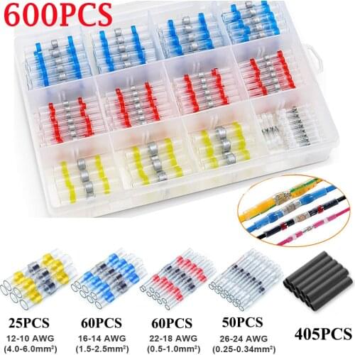120/800PCS Waterproof Solder Seal Sleeve Splice Terminals Heat Shrink Electrical Wire Butt Connectors Kit Assortment 10-26AWG