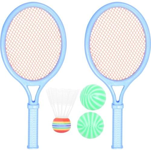 2pcs Tennis Racket Toy Cartoon Style Racquet Funny Outdoor Activities Toy Fitness Equipment for Kids Playing