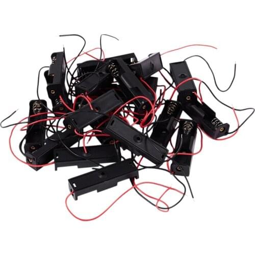 20 Pcs Black 2-Wired 1x AA Battery Case Box Holder