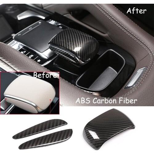 3*Carbon Fiber Central Control Armrest Side Cover For Mercedes Benz GLE GLS 2020