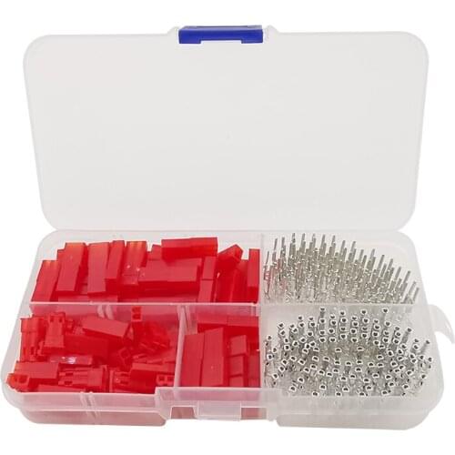 300Pcs/Box Pitch 2.54mm JST SYP 2 Pin Female Male Red Plug Housing Crimp Terminal Connector JST Adapter Kit for RC Lipo Battery