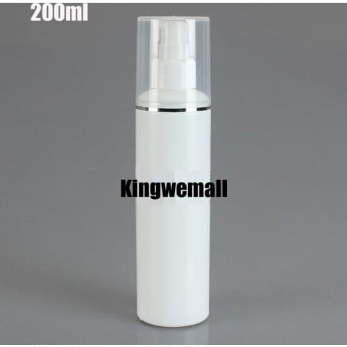 300 PCS/LOT 200MLPlastic Bottle With Spiral Pump,White Plastic Cosmetic Container,Empty Makeup Sub-bottling,Sample Lotion Bottle
