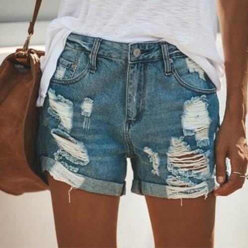 3XL Women High Waist Denim Short Jeans Summer Hole Ripped Shorts Jeans Female Sexy Casual Tassel Bottom