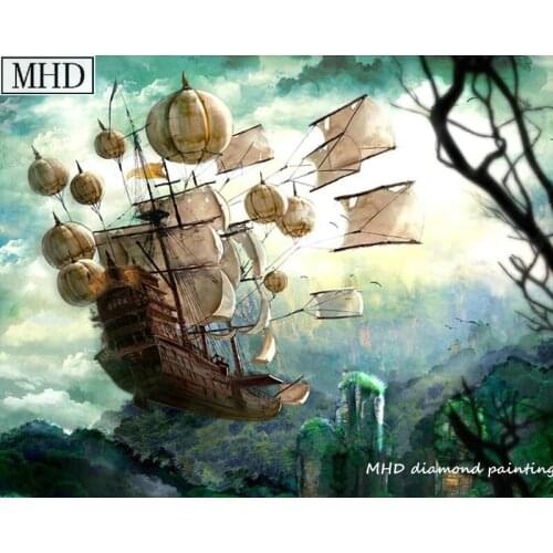 NEW Square full of diamonds 5d diy diamond painting crystal mosaic landscape boat icon 20x25cm home decoration artwork