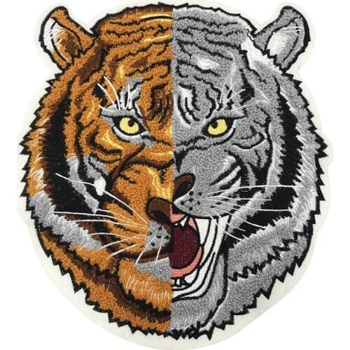 Large embroidery big tiger wolf patch animal cartoon patches for bag badges applique patches for clothing FD-3062