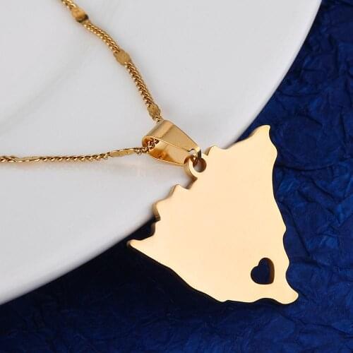 Stainless Steel Nicaragua Map Pendant Necklaces Gold Color Nicaraguans Map Chain Jewelry