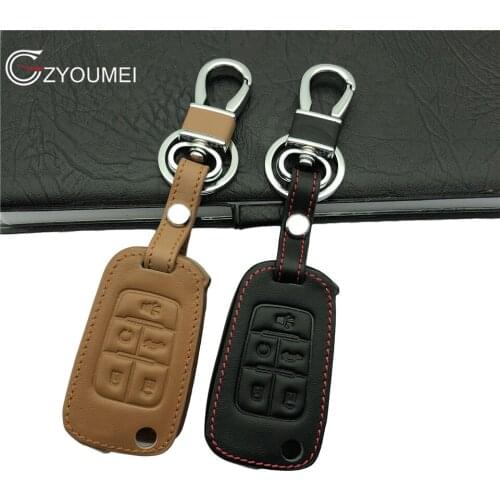 Genuine Leather Car Key Cover Auto Ring Holder For Chevrolet Camaro Cruze Equinox Malibu Sonic Volt Spark Flip Remote Key Case