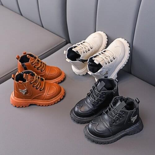 Kids Boots Leather Boys Winter Snow Boots Thicken Warm Children Non-slip Fashion Short Boot Size 21-30 STP059