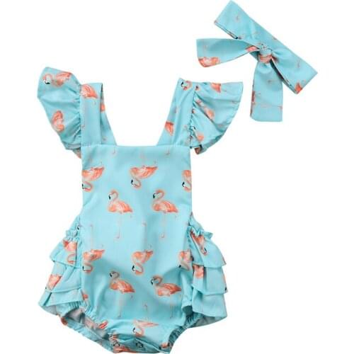 Pudcoco Baby Romper Headband Cute Newborn Toddler Girl Clothes Tutu Off-the-Shoulder Print Animal Floral Printed Outfits 0-24M