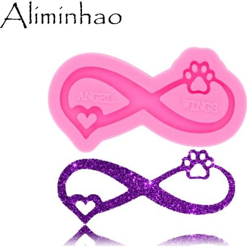 DY0397 Love ribbon bears paw Keychains Mould Resin Silicone Epoxy Molds For Jewelry Shiny Glossy Aliminhao
