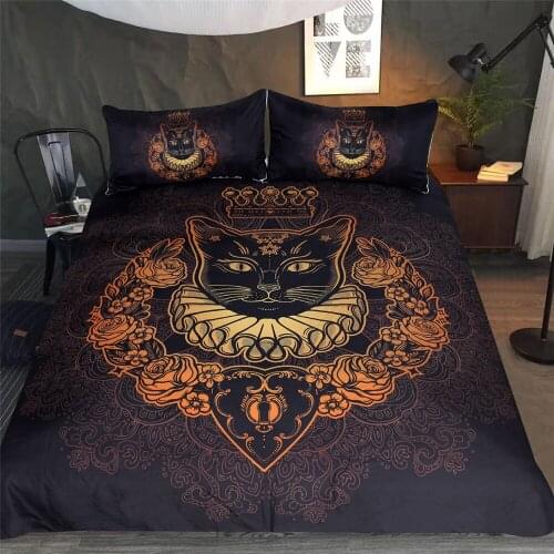 3D Mandala Cat Print Duvet Cover Set Single Double Queen King Size Bed Linen Boho Quilts Comforter Bedding Sets