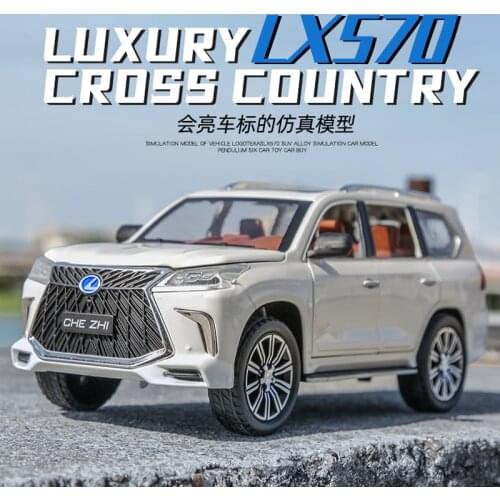 1:24 Simulation Lexus 570 Alloy Car Sound And Light Pull Back Metal Car Decoration Model Childrens Toy Car Boy Gift Collection