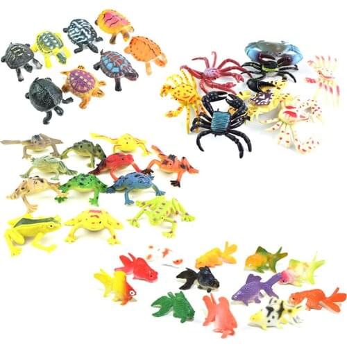 Marine organism model figures figurines set toys small plastic Crab Turtles Toad goldfish Early education toys Gift For Children