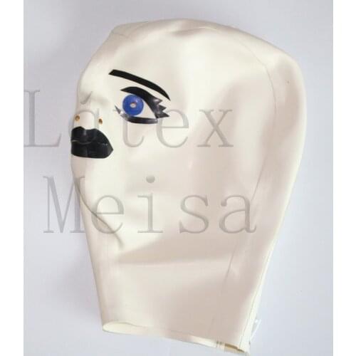 Cartoon design latex mask bdsm open nostrils with back zip for women