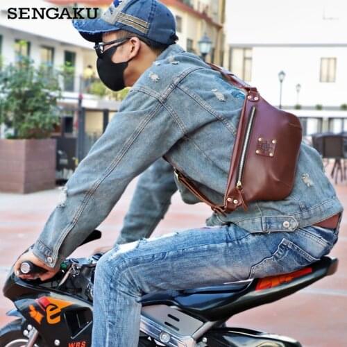 Handmade Genuine Leather Waist Bag for Men Travel Waist Pack Vintage Small Fanny Pack Male Belt Pouch Bag Casual Cell Phone Ches