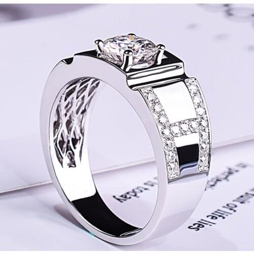 Unique Luxury H Letter Ring Setting Sterling Silver 925 Men Exquisite Engagement Wedding Party Eye-catching Amazing Gift Jewelry