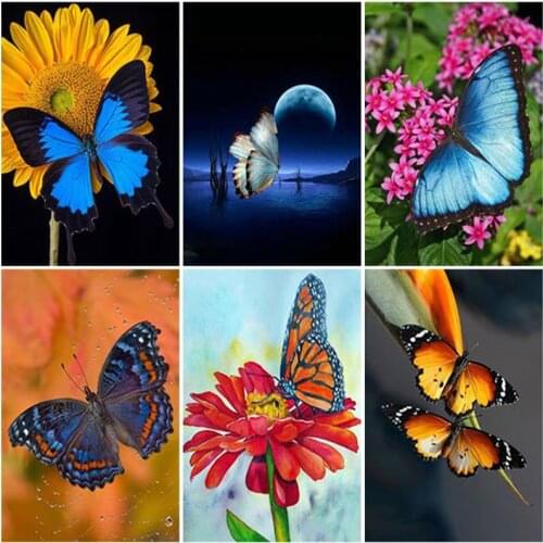 DIY Butterfly 5D Diamond Painting Full Square Drill Diamond Embroidery Set Cross Stitch Mosaic Wall Art Home Decor Handmade Gift